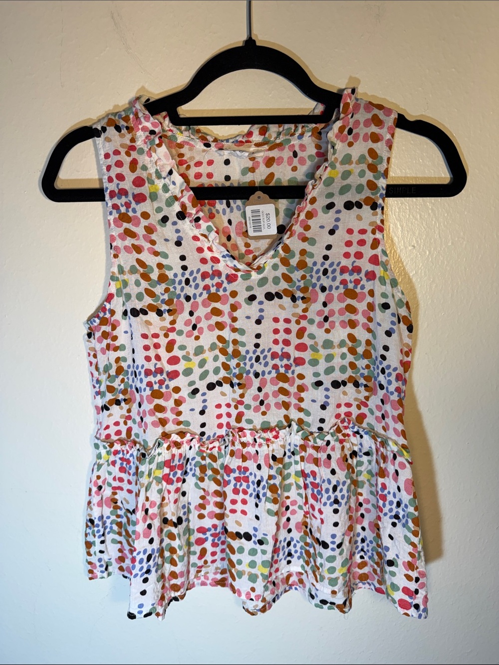 THML Multicolor Colorful Cotton Blend Polka Dot Print Sleeveless Top XS